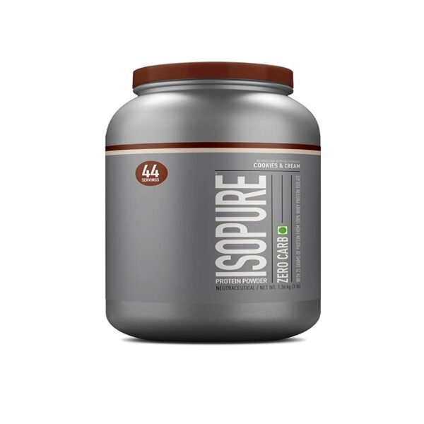 Isopure Zero Carb 100% Whey Protein Isolate (Cookies & Cream) Powder, 3lbs 1.36kg