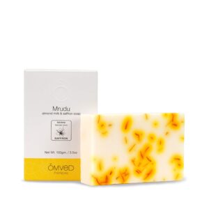 Omved MRUDU Almond Milk And Saffron Nourishing Ayurvedic Soap, 100gm