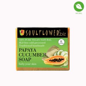 Soulflower Papaya Cucumber Skin Soap, 150gm