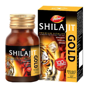 Dabur Shilajit Gold 100 % Ayurvedic Capsules For Strength Stamina And Power, 20 Capsules